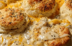 Biscuits Gravy Hashbrown Bake