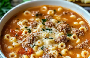 Creamy Parmesan Italian Sausage Ditalini Soup