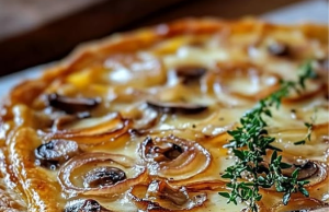 French Onion and Mushroom Tart with Gruyere Cheese
