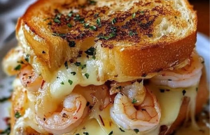 Ultimate Shrimp Grilled Cheese with Garlic Bread
