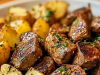 Air Fryer Garlic Butter Steak Bites and Potatoes