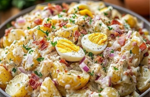 Creamy Potato Salad with Crispy Bacon