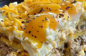 Sausage, Egg, and Cream Cheese Hashbrown Casserole
