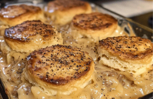 Biscuits and Gravy Hashbrown Casserole