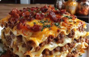 Parmesan Garlic Bacon Cheeseburger Lasagna