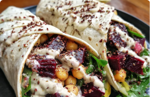 Roasted Beet Chickpea Wraps