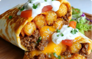 Cheesy Potato Burritos with Beef