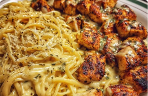 Garlic Butter Chicken with Velvety Parmesan Linguine