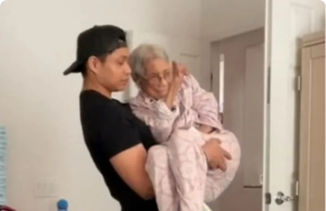 Grandson prevents family from putting grandma in care home by devoting all his time to her