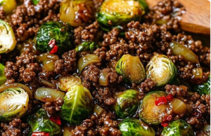 Ground Beef and Brussels Sprouts