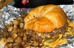Steak Breakfast Sandwich with Home Fries
