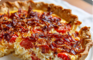 Bacon, Tomato, and Onion Cheesy Pie