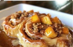 Peach Cobbler Cinnamon Rolls