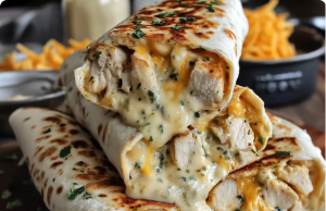 Cheesy Chicken Garlic Wraps Recipe