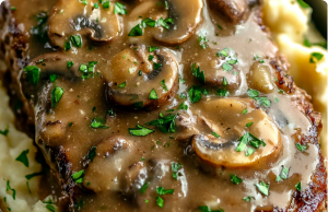 Salisbury Steak Meatloaf with Mushroom Gravy