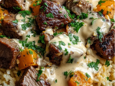 Cheesy Steak and Queso Rice