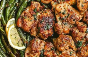 Lemon Garlic Butter Chicken and Green Beans Skillet