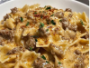 Creamy Parmesan Garlic Beef Bowtie Pasta
