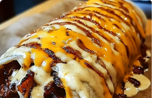 Loaded Bacon Cheeseburger Burrito with a Creamy Cheese Finish