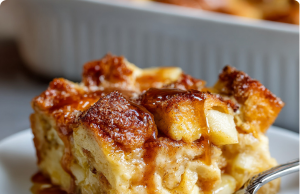 Apple Pie Bread Pudding with Caramel Sauce