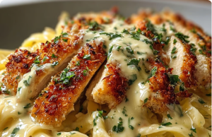 Crispy Chicken Fettuccine Alfredo