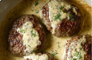 Hamburger Steaks in Creamy Dill Sauce