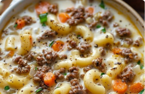 One Pot Macaroni Cheeseburger Soup