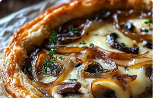 French Onion and Mushroom Tart with Gruyere Cheese