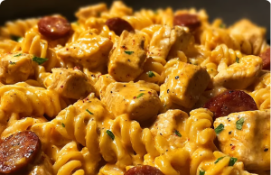 One-Pot Smoky Cheddar Ranch Chicken Sausage Pasta