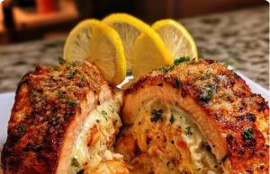 Crab and Shrimp Stuffed Salmon