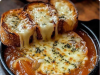 Tomato Soup with Cheese and Onion Toast