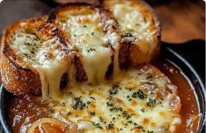 Tomato Soup with Cheese and Onion Toast