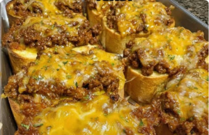 Cheesy Sloppy Joe Garlic Toast