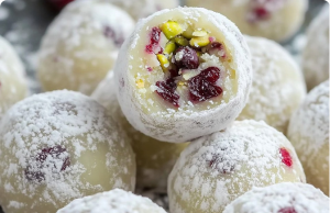 White Chocolate Cranberry Pistachio Truffles