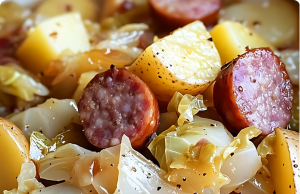 Slow Cooker Cabbage, Potatoes, and Smoked Sausage