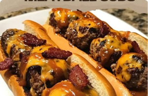 Bourbon BBQ Bacon Cheeseburger Meatball Subs