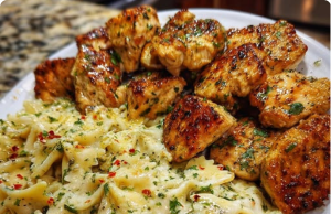Lemon Garlic Chicken with Creamy Bowtie Pasta