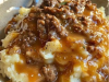 Ground Beef and Gravy Over Mashed Potatoes