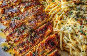 Garlic Parmesan Chicken Spaghetti in Spicy Cajun Cream Sauce