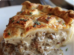Sausage Gravy Pie with Buttermilk Biscuit Crust