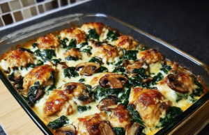 Chicken, Spinach, and Mushroom Low-Carb Oven Dish