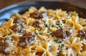 Creamy Beef & Bowtie Pasta