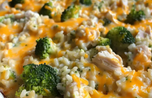 Broccoli, Rice, Cheese, and Chicken Casserole