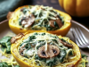 Creamy Spinach and Mushroom Stuffed Spaghetti Squash
