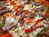 Queso Steak Fajita Skillet Over Mexican Rice