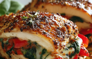Roasted Pepper Spinach Chicken