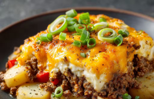 Crockpot Cheesesteak Potato Casserole Recipe