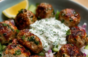 Greek Chicken Meatballs with Tzatziki