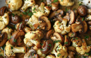 Garlic Cauliflower and Mushrooms