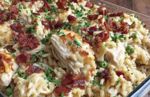 Dump-and-Bake Chicken Alfredo Rice